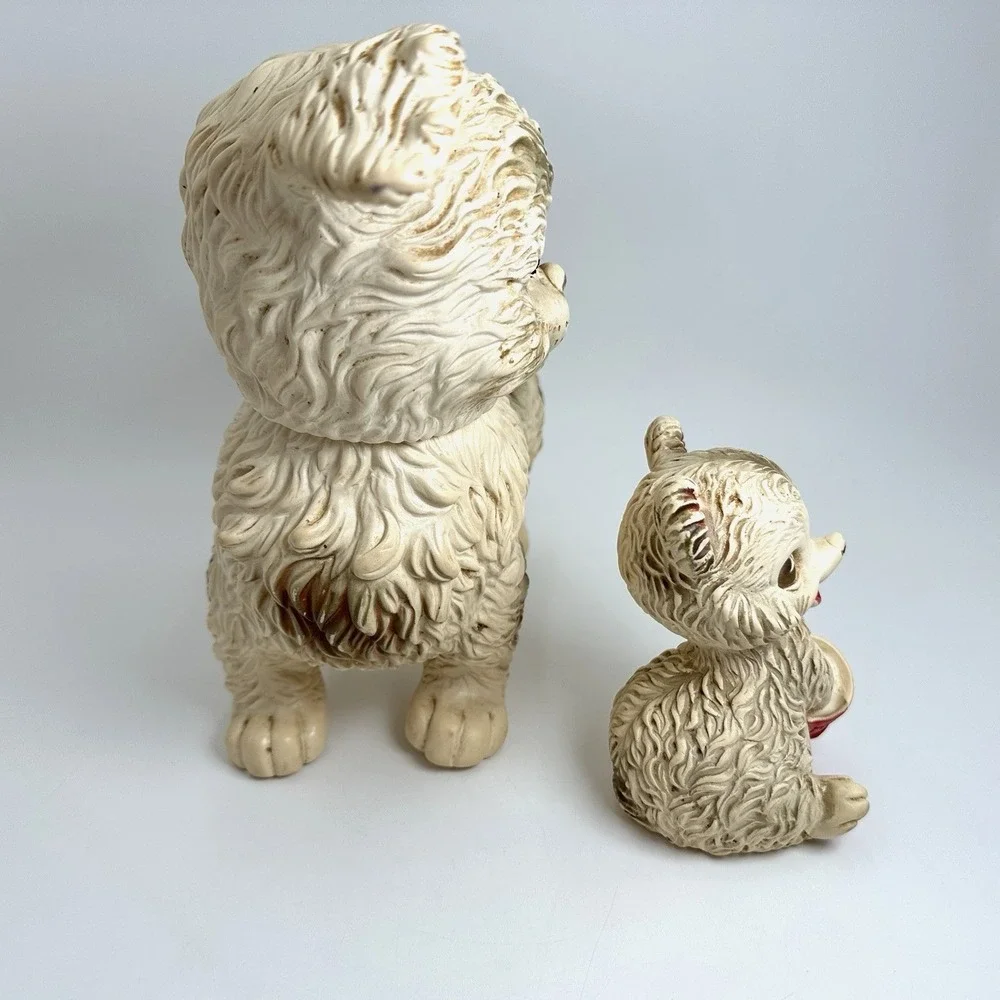 Edward Mobley Rubber Squeak Toy Set Cream Vintage Dog and Bear Cub Brookraft Toy